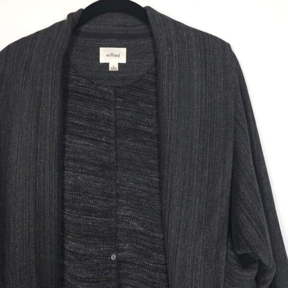 Aritzia Wilfred Diderot Sweater Cocoon Open Cardigan Space Dye Heather Black S - Picture 11 of 14